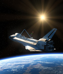 Fototapeta premium Space Shuttle Orbiting Earth