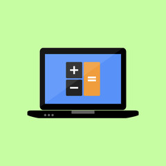 Latop with calculator icon