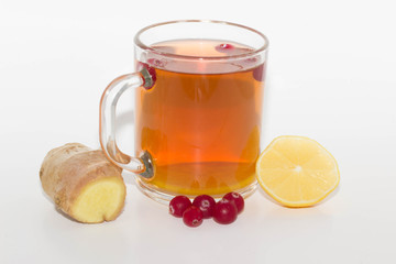 tee with ginger and lemon isolated