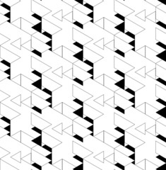 Black and white geometric seamless pattern with triangle and tra