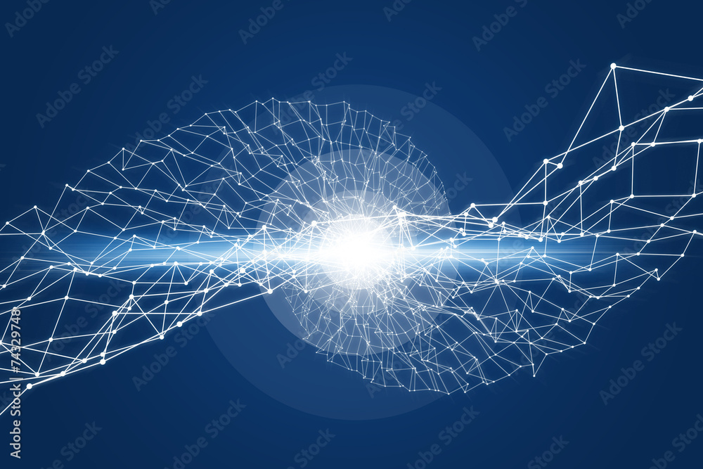 Wall mural Blue light network source