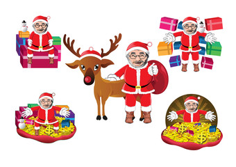 Set of Santa Clauses ready for christmas