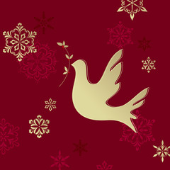 Christmas Dove Red Gold