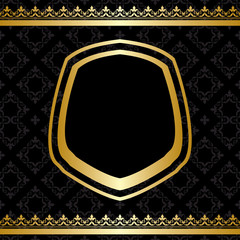 golden frame and decorations on black background - vector