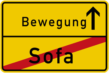 schild Lebenswandel Abnehmen - Bewegung statt Sofa
