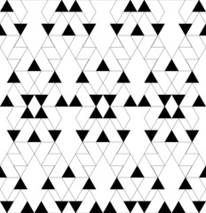 Black and white geometric seamless pattern with triangle and tra