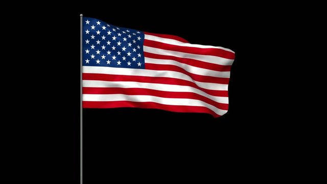 Waving american flag with alpha matte