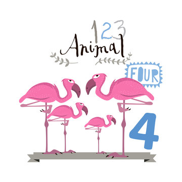 Children alphabet of animals and figures. Four figure.