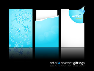 Set of winter gift cards with reflection.