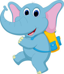 Cute elephant going to school