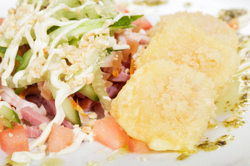 salad with salmon and seafood