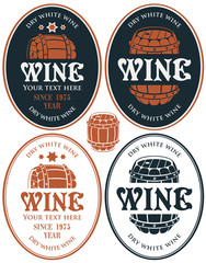 set of vector labels for wine barrel