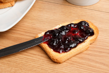Breakfast with toast and jam