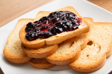 Breakfast with toast and jam
