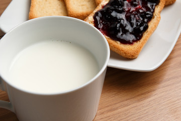 Breakfast with toast and jam