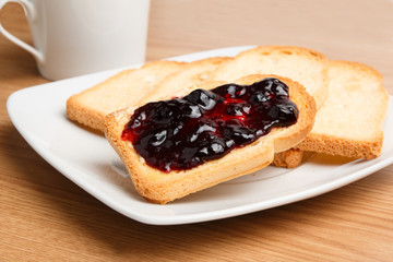 Breakfast with toast and jam