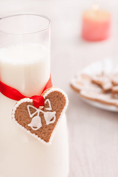 gingerbread cookie and milk bottle