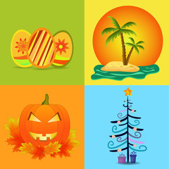 four seasons symbols illustration