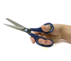 Man's hand with scissors
