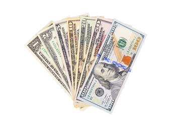 Dollar banknotes  isolated on white background