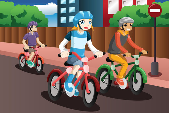 Kids riding bike