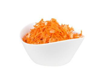grated carrot with pineapple in a white bowl