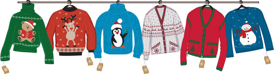 Collection of woven christmas sweaters - 74340351