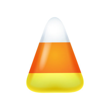 Realistic candy corn isolated on white background.
