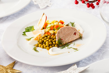 Foie gras pate with salad