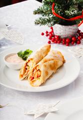 tortilla on Christmas table