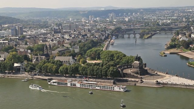 Aerial view on Koblenz and German Corner