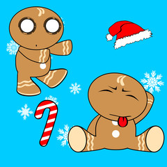 ginger cookie man cartoon xmas set