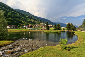 Trentino - park with small lake in Vermiglio