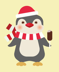 Christmas penguin with ice cream