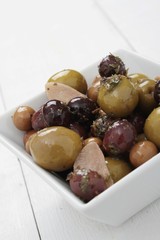 mixed olives antipasto in dish