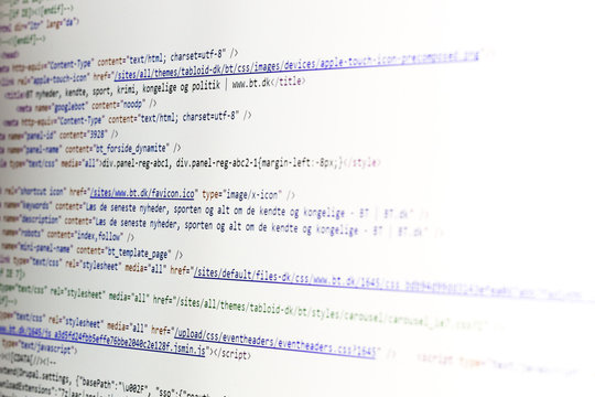HTML code on computer monitor