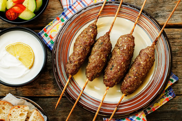 kebab skewers. meat cutlets
