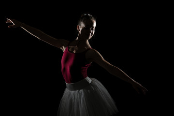 Silhouette Of Ballerina In The Black Studio