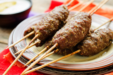 kebab skewers. meat cutlets