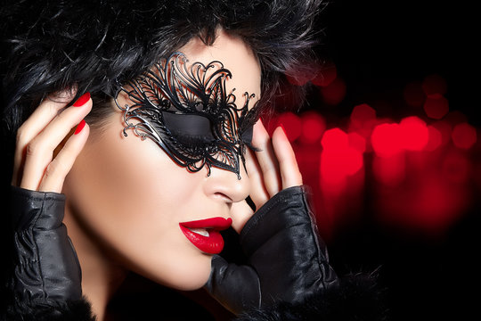 Creative Artistic Masquerade Makeup. High Fashion Portrait