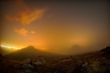 mountain landscape by night  in Dobrogea, Romania