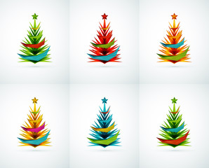 Set of Christmas tree geometric designs