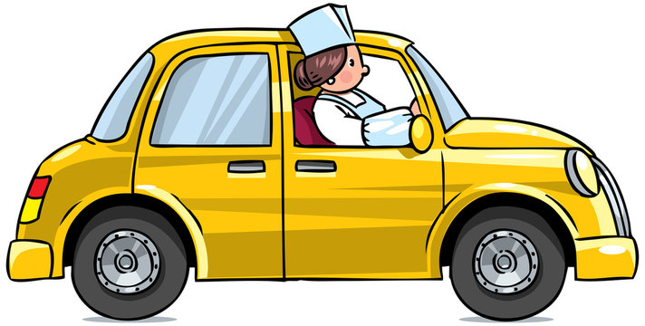 Shop assistant on a car