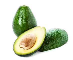 Avocado isolated on white  background. Fresh green slice  Avocad