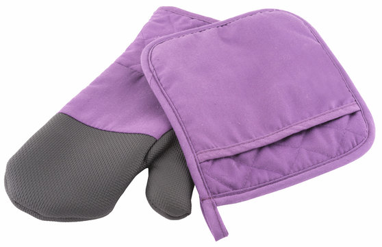 a kitchen glove and a towel isolated