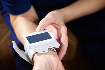 Blood pressure measuring.