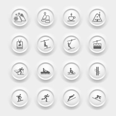 Fototapeta premium Winter Icons Buttons - Silhouette Set - Collection