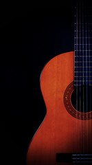 Fototapeta premium Retro guitar on black background