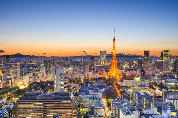 Naklejka premium Tokyo, Japan Skyline