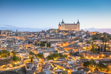 Toledo, Spain Town Skyline - obrazy, fototapety, plakaty